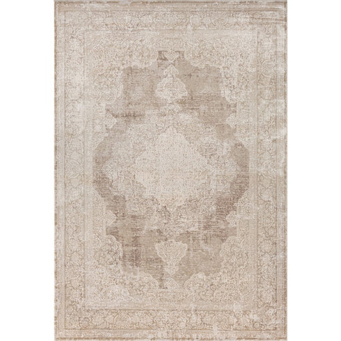 4' X 6' Beige and Gray Medallion Area Rug